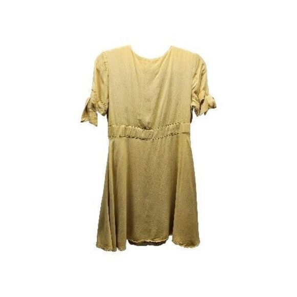 Sugar & Lips Women Golden Yellow Button Down Mini Dress Small - Picture 8 of 8